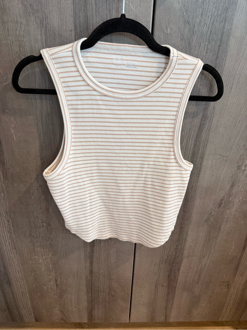 aerie Cream Tank Top with Thin Tan Stripes